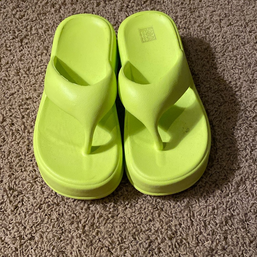 Lime Green Platform Flip Flops